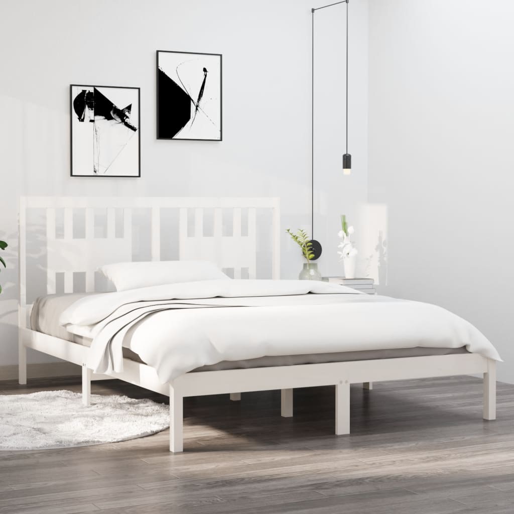 vidaXL Posteľný rám biely borovicové drevo 140x200 cm