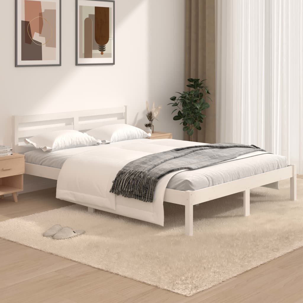 vidaXL Posteľný rám borovicový masív 120x190 cm biely malé dvojlôžko