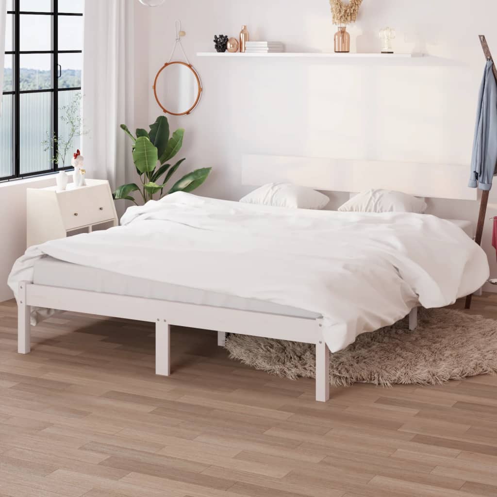 vidaXL Posteľný rám biely masívne borovicové drevo 160x200 cm