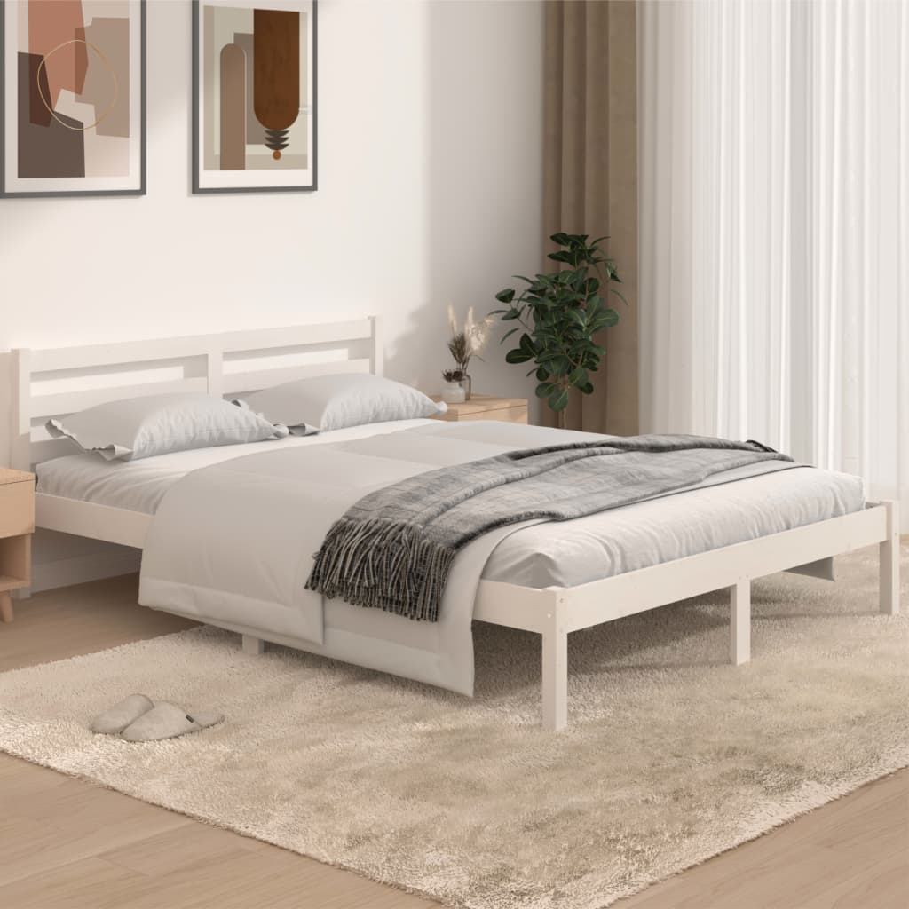 vidaXL Posteľný rám borovicový masív 140x190 cm biely