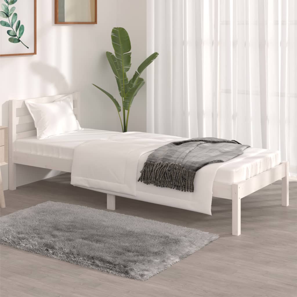 vidaXL Posteľný rám borovicový masív 75x190 cm biely malé jednolôžko