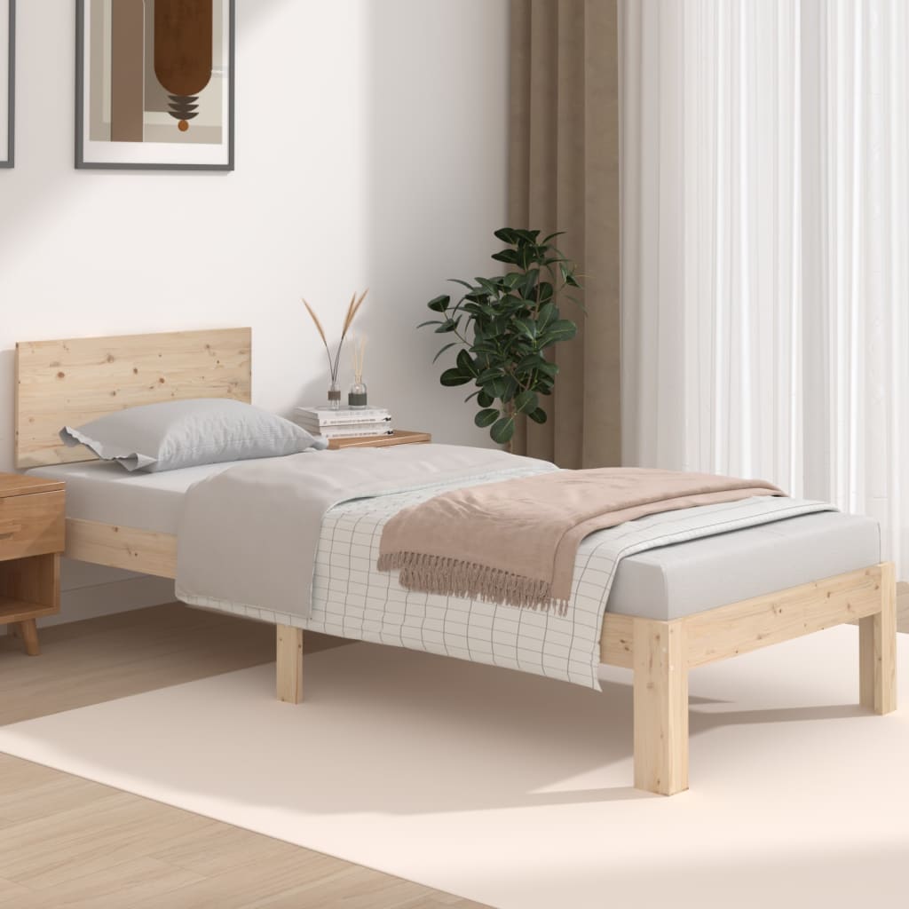 vidaXL Posteľný rám masívne drevo 75x190 cm 2FT6 malé jednolôžko