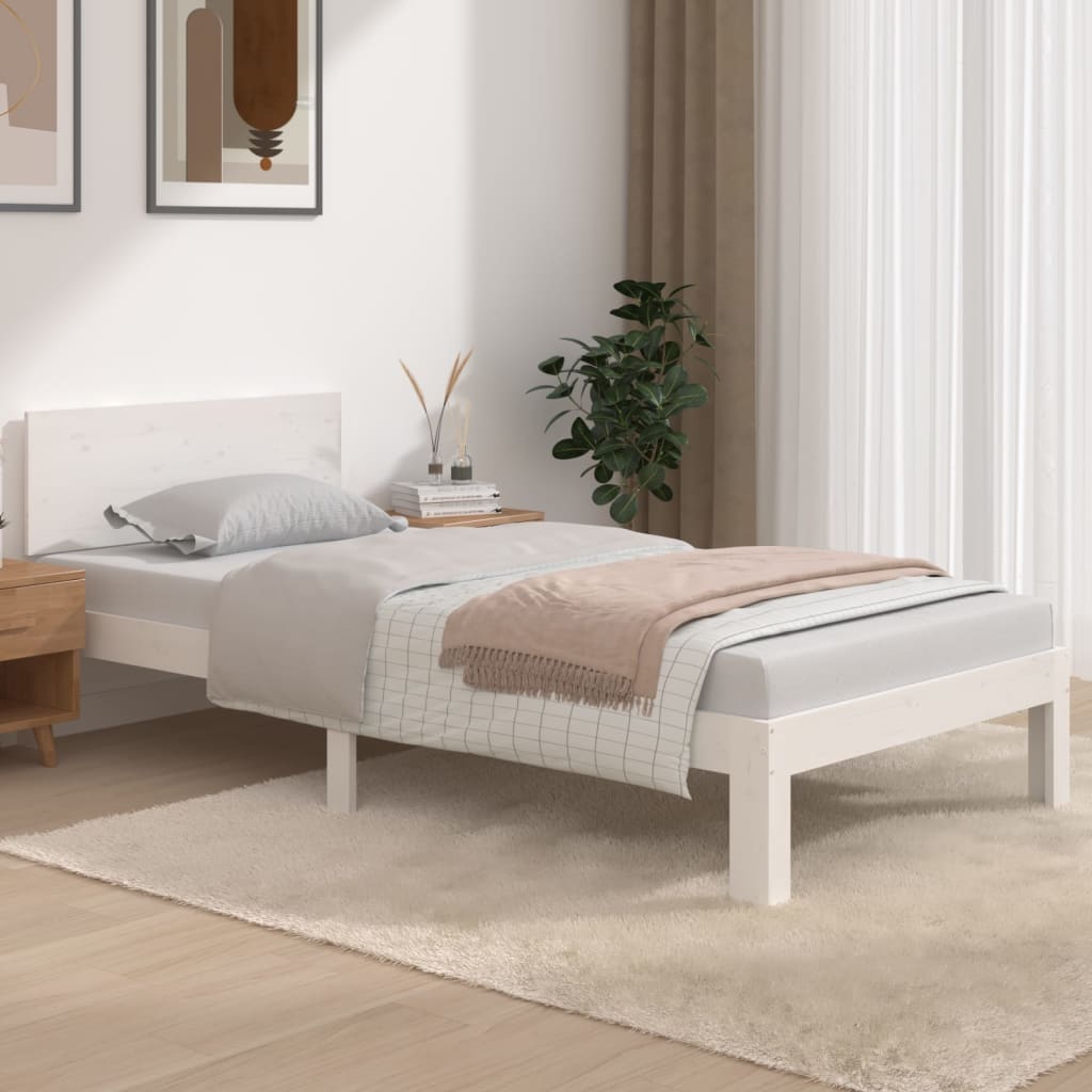 vidaXL Posteľný rám biely masívne drevo 90x190 cm 3FT jednolôžko