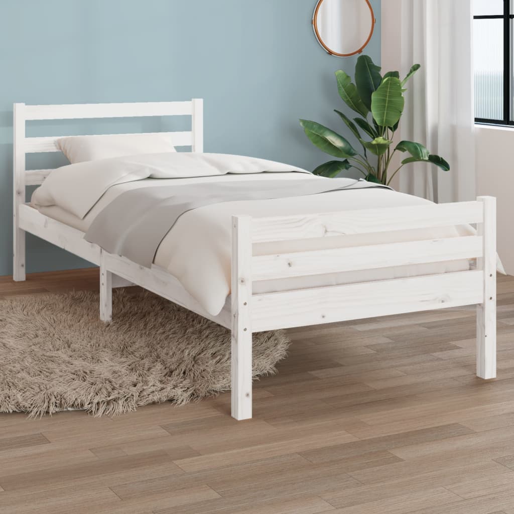 vidaXL Posteľný rám biely masívne drevo 100x200 cm