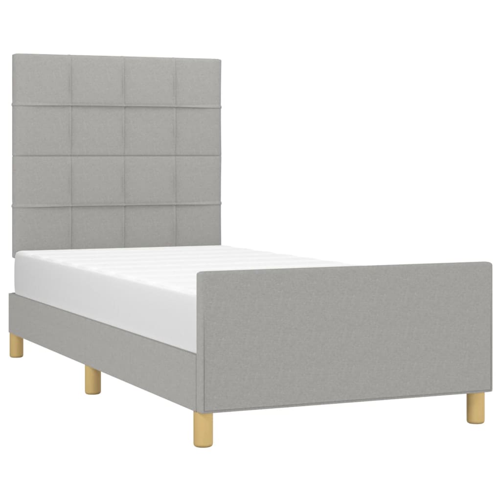 vidaXL Posteľný rám s čelom bledosivý 80x200 cm látka