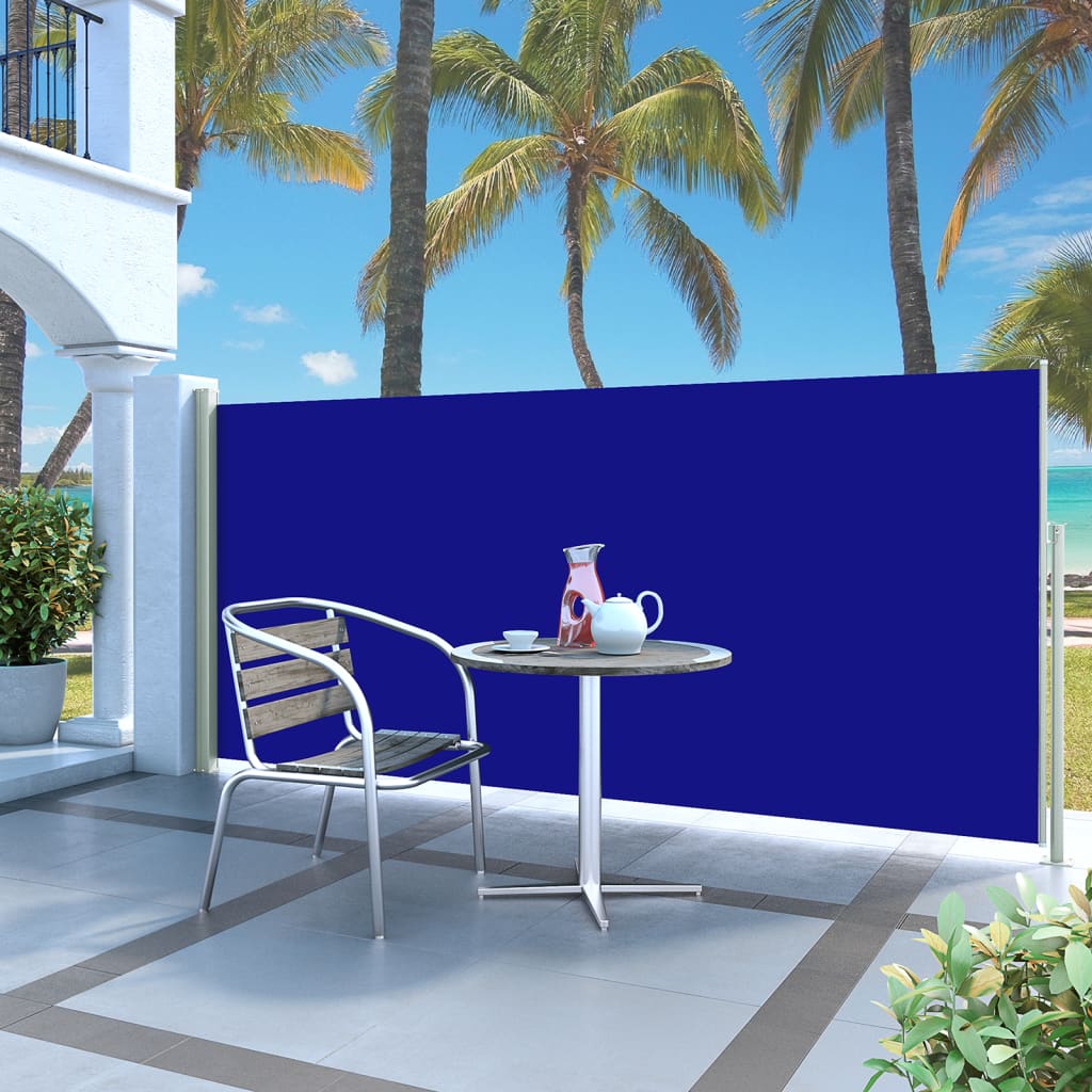 vidaXL Zaťahovacia bočná markíza modrá 140 x 300 cm