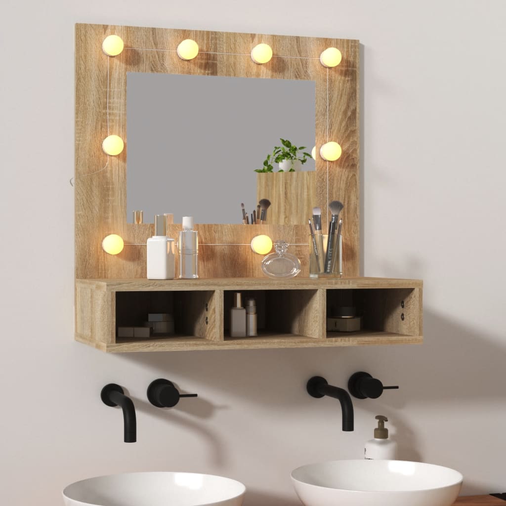 vidaXL Zrkadlová skrinka s LED farba dubu sonoma 60x31,5x62 cm