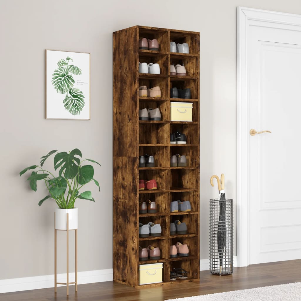 vidaXL Botník dymový dub 54x34x183 cm spracované drevo
