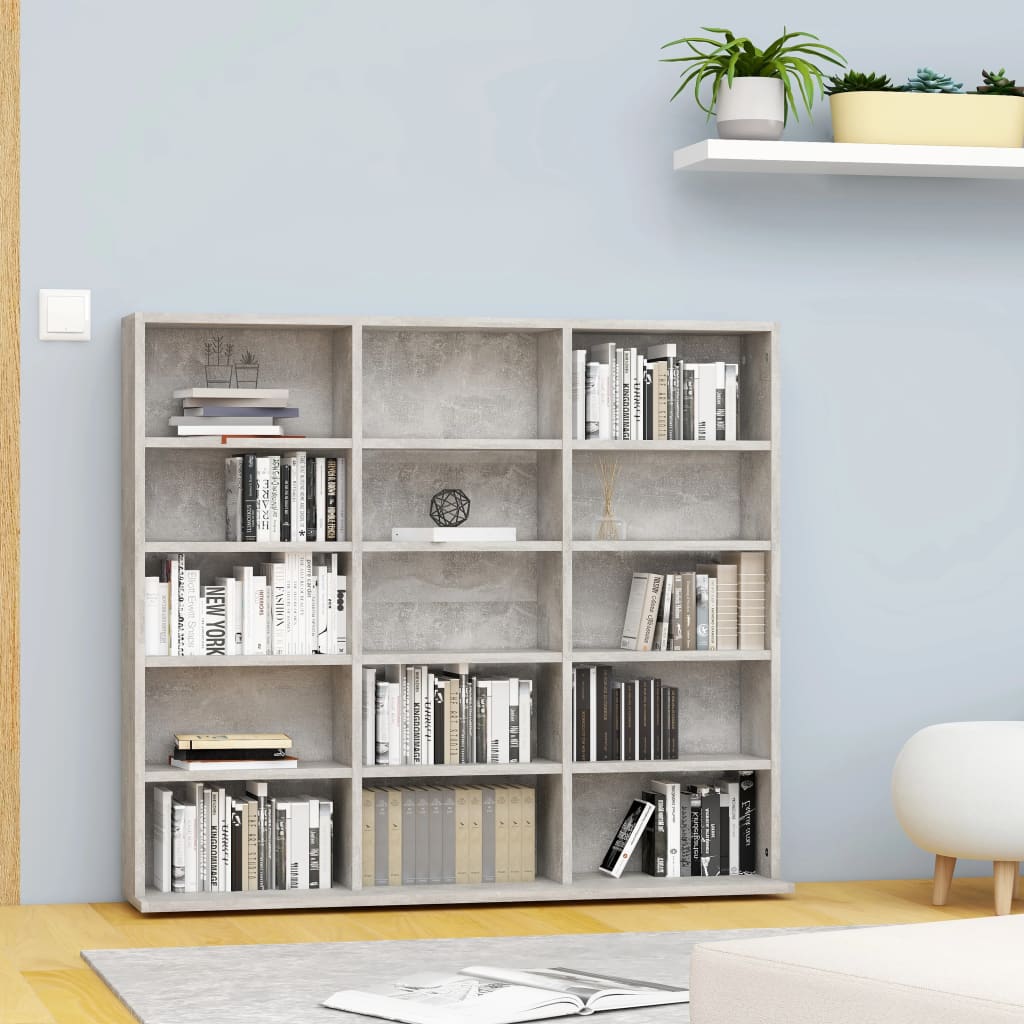 vidaXL Skrinka na CD, betónovo sivá 102x23x89,5 cm, kompozitné drevo