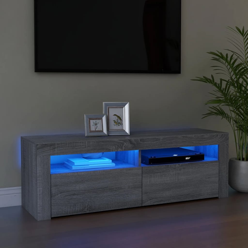 vidaXL TV skrinka s LED, sivý dub sonoma 120x35x40 cm