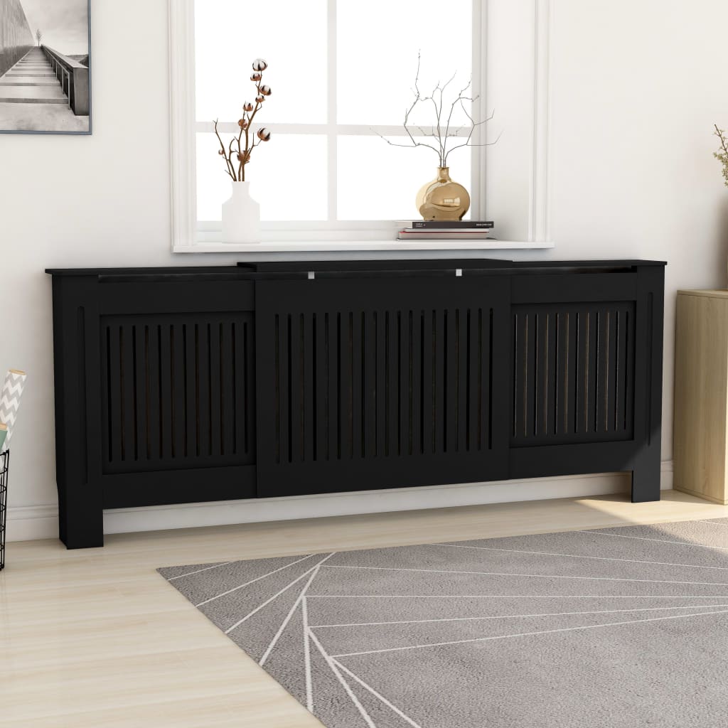 vidaXL Kryt na radiátor čierny 205 cm MDF