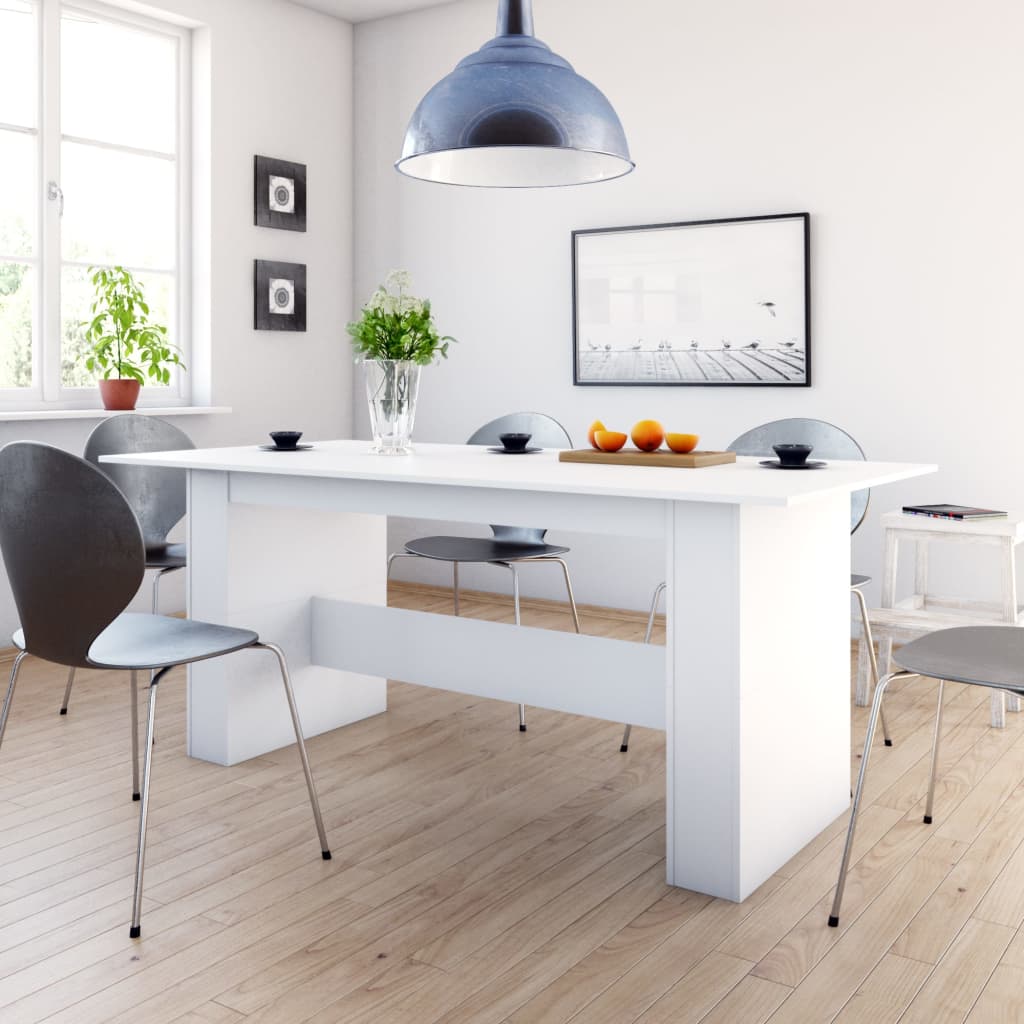 vidaXL Jedálenský stôl biely 180x90x76 cm drevotrieska