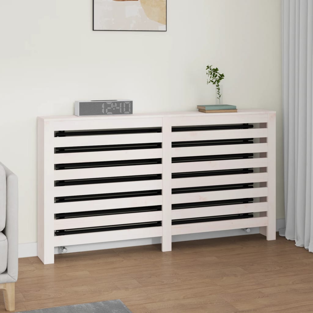 vidaXL Kryt na radiátor biely 153x19x84 cm masívna borovica