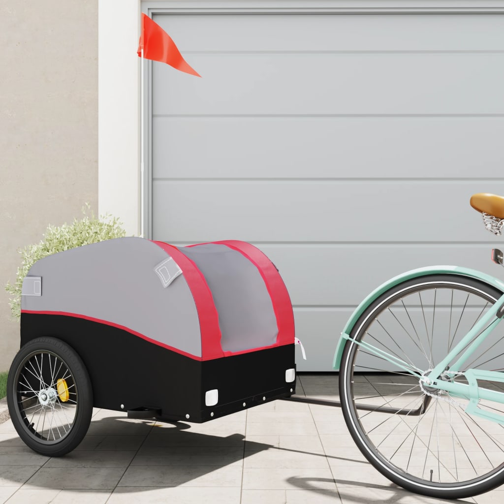 vidaXL Nákladný príves za bicykel čierno-čevený 45 kg železo