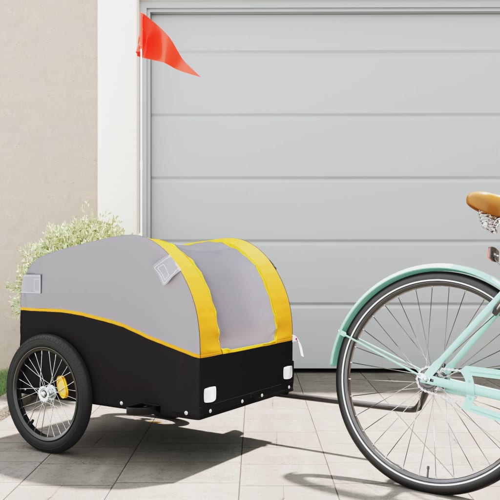 vidaXL Nákladný príves za bicykel čierno-žltý 45 kg železo