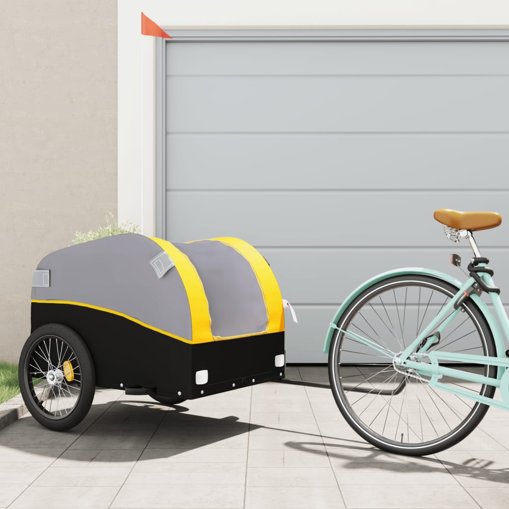 vidaXL Nákladný príves za bicykel čierno-žltý 45 kg železo