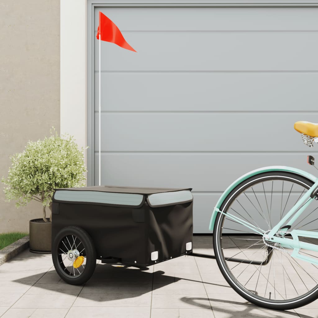 vidaXL Nákladný príves za bicykel čierno-sivý 30 kg železo
