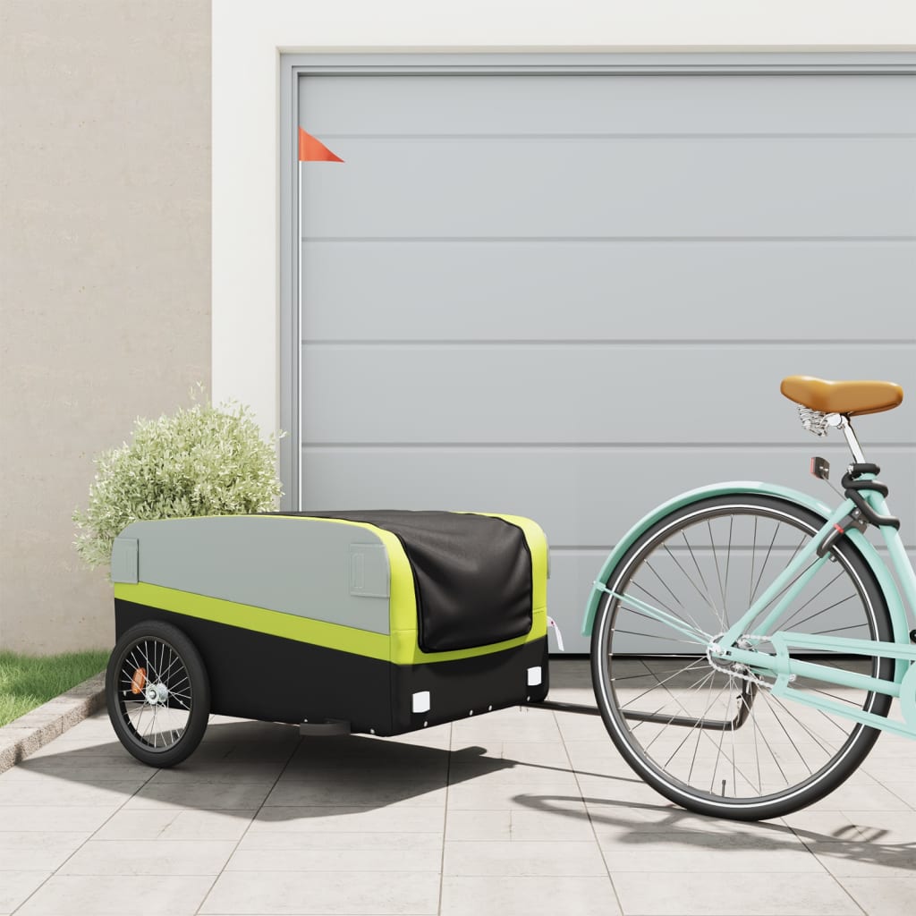 vidaXL Nákladný príves za bicykel čierno-zelený 45 kg železo