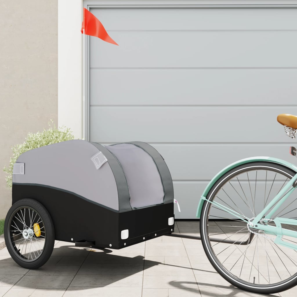 vidaXL Nákladný príves za bicykel čierno-sivý 45 kg železo