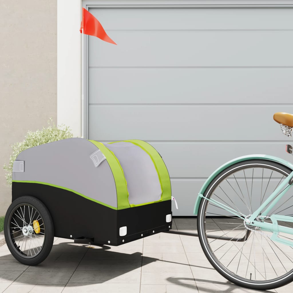 vidaXL Nákladný príves za bicykel čierno-zelený 45 kg železo