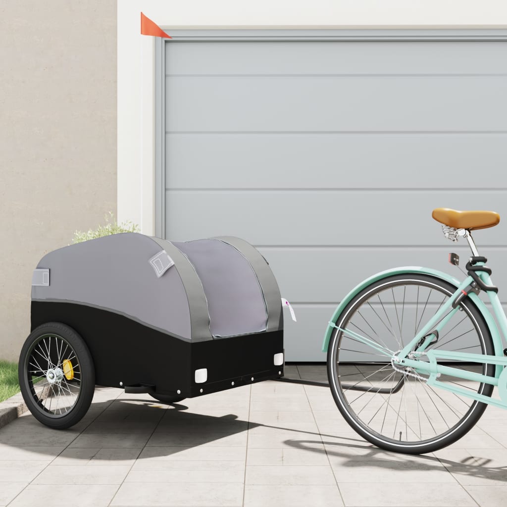 vidaXL Nákladný príves za bicykel čierno-sivý 45 kg železo