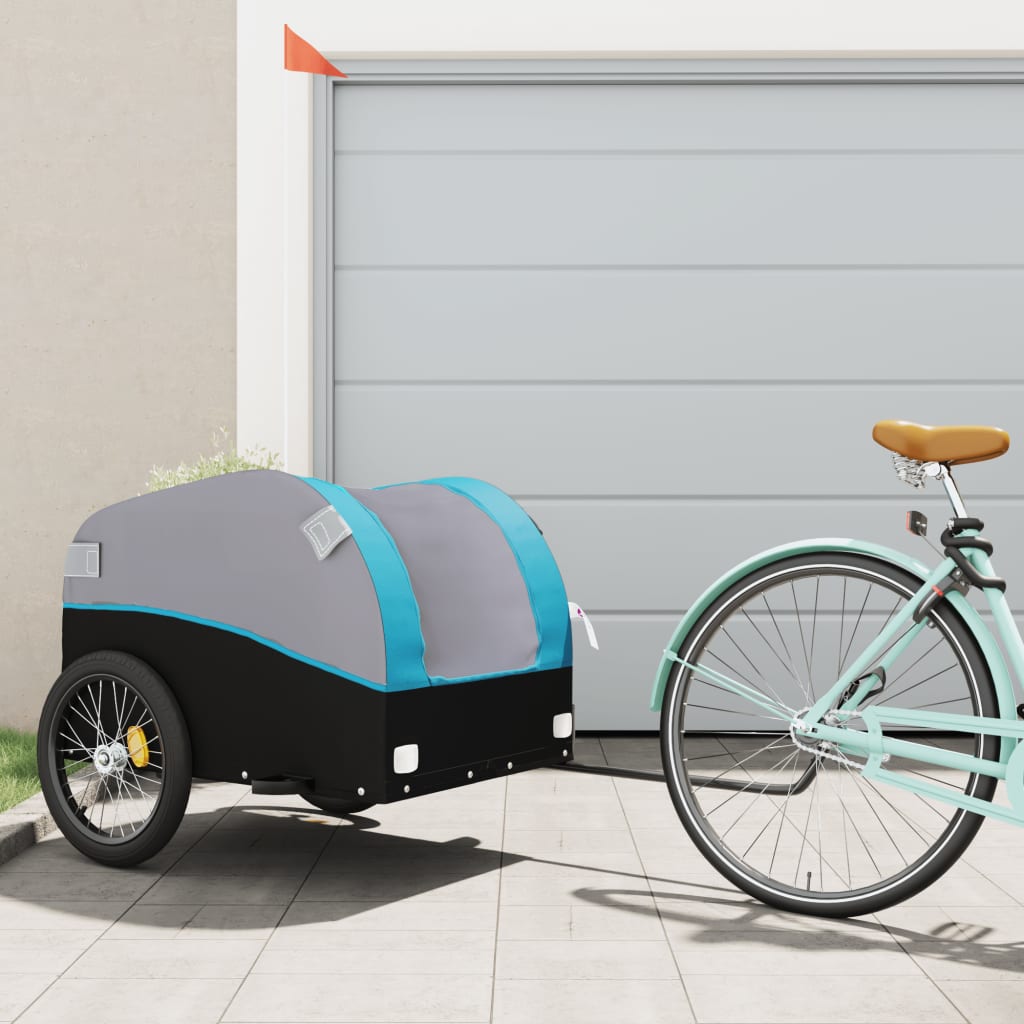 vidaXL Nákladný príves za bicykel čierno-modrý 45 kg železný