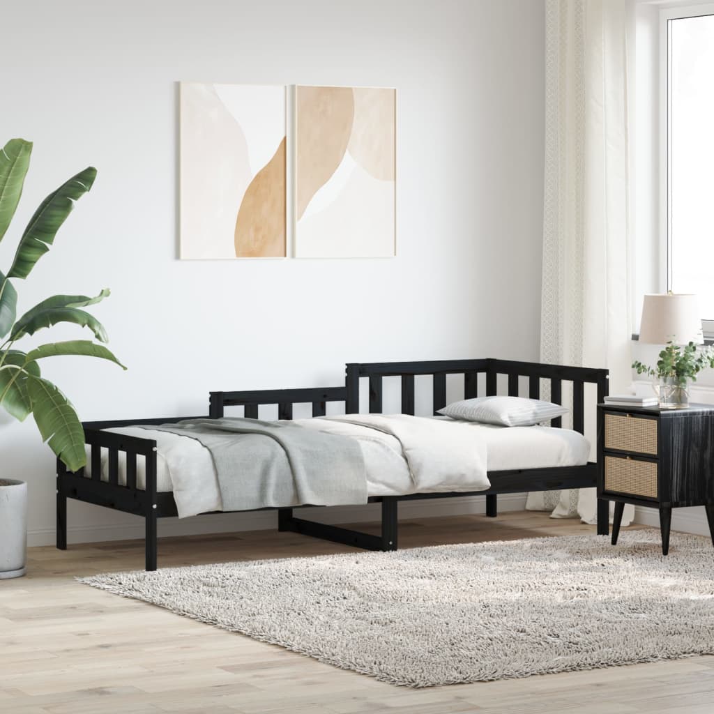 vidaXL Denná posteľ čierna 80x200 cm borovicový masív