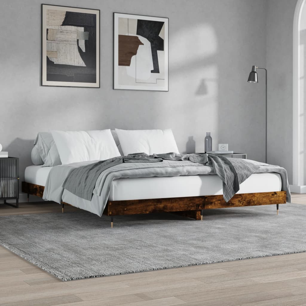 vidaXL Posteľný rám dymový dub 200x200 cm kompozitné drevo