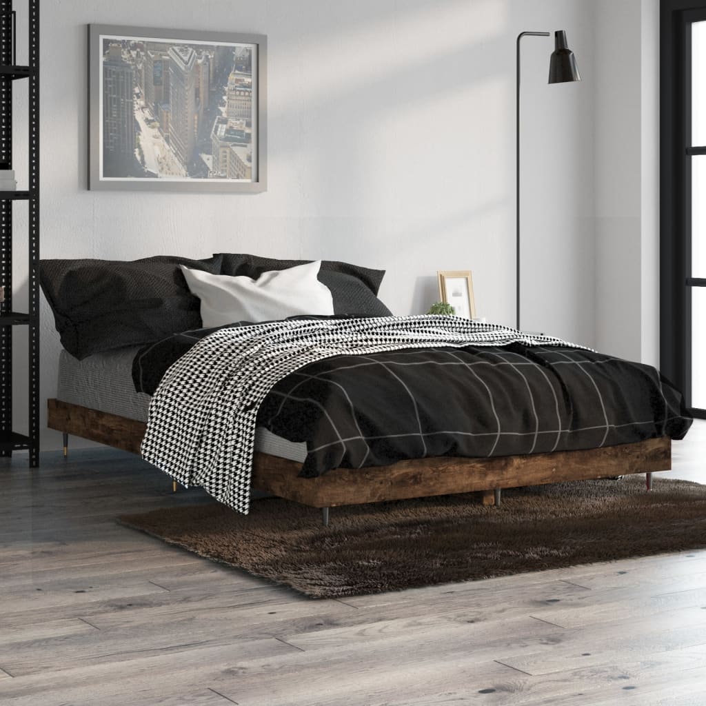 vidaXL Posteľný rám dymový dub 120x190 cm borovicový masív