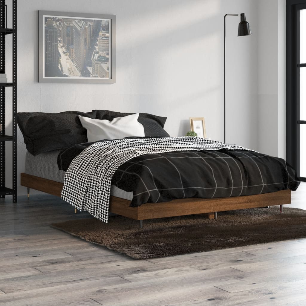 vidaXL Posteľný rám hnedý dub 120x190 cm kompozitné drevo