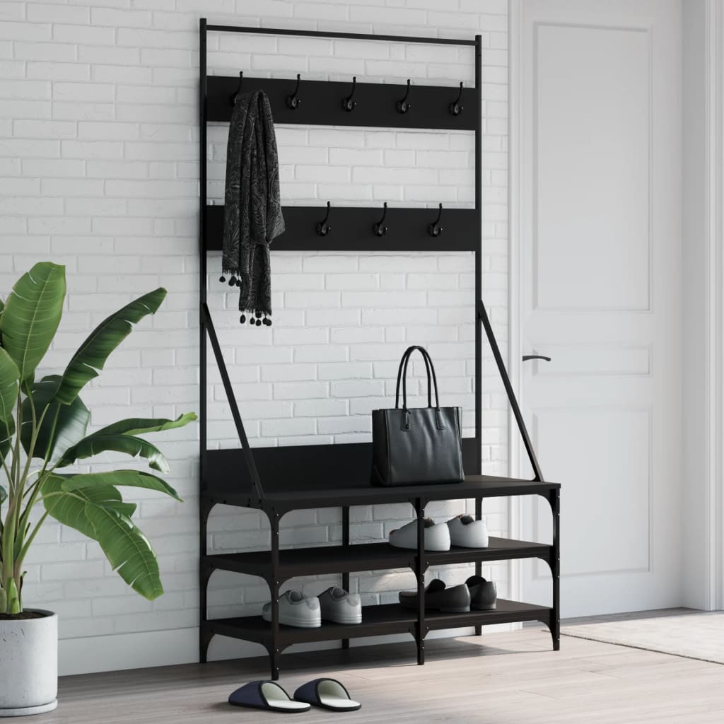 vidaXL Vešiak na šaty s botníkom čierny 100x40x184 cm