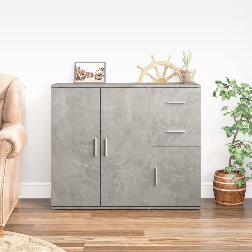 vidaXL Komoda betónovo sivá 91x29,5x75 cm spracované drevo