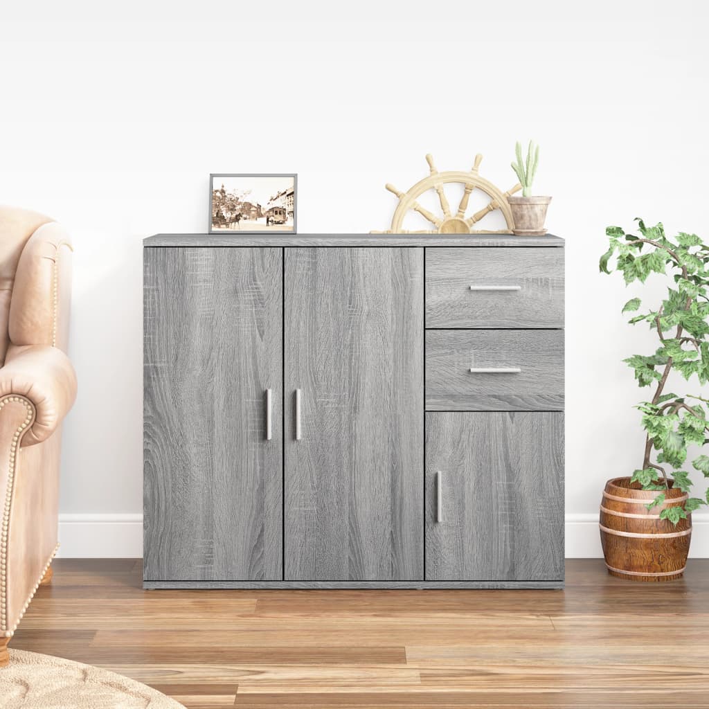 vidaXL Komoda sivá sonoma 91x29,5x75 cm spracované drevo