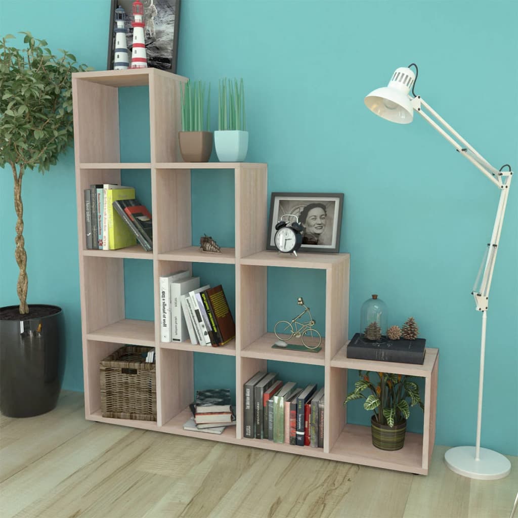vidaXL Regál na knihy/policový regál v tvare schodov 142 cm, dekor dub