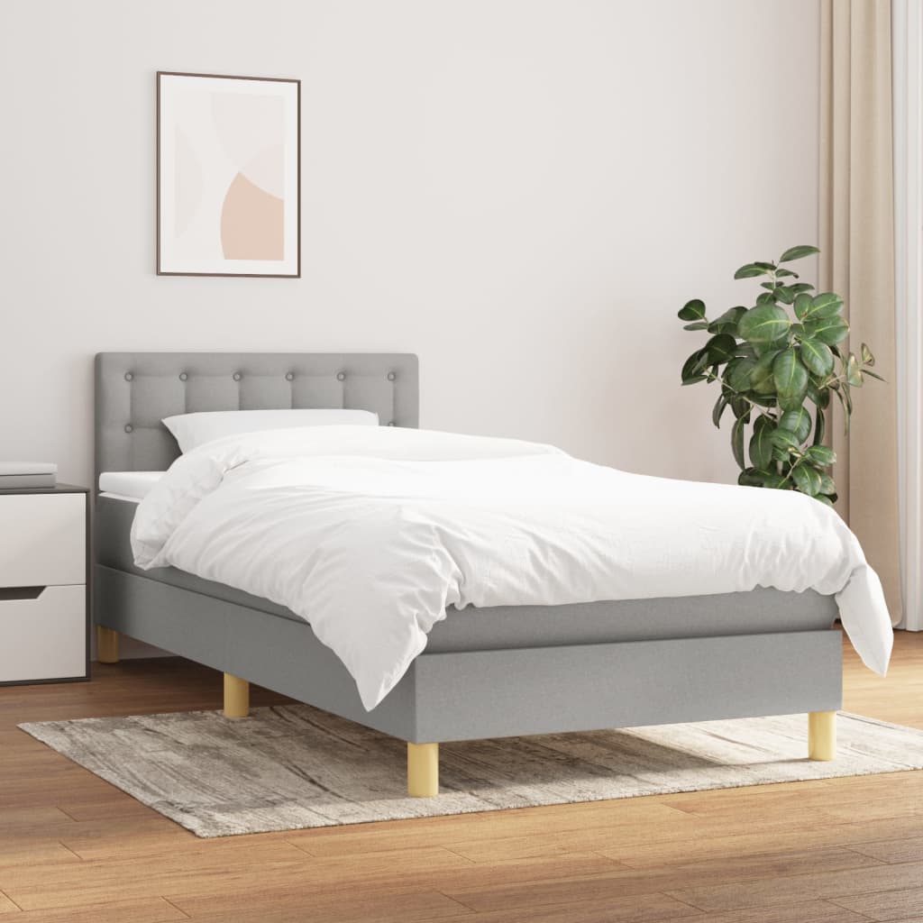 vidaXL Posteľný rám boxsping s matracom bledosivý 80x200 cm látka