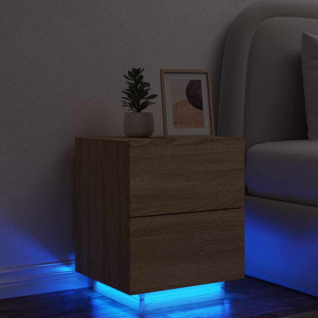 vidaXL Nočný stolík s LED svetlami dub sonoma kompozitné drevo