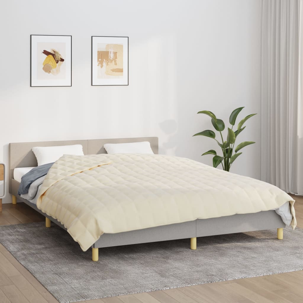 vidaXL Záťažová prikrývka bledokrémová 200x225 cm 13 kg látka