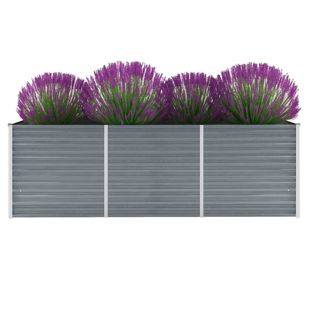 vidaXL Vyvýšený záhradný záhon, pozinkovaná oceľ 240x80x77 cm, sivý