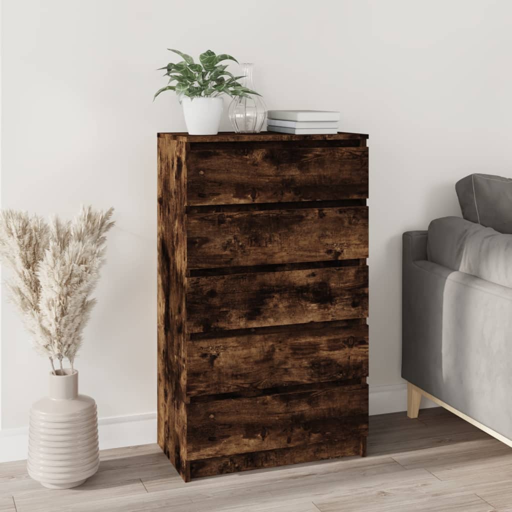 vidaXL Zásuvková skrinka dymový dub 60x36x103 cm spracované drevo