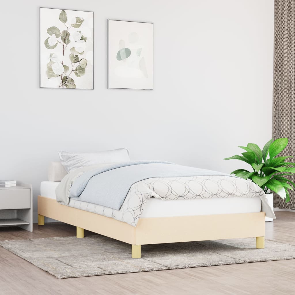 vidaXL Posteľný rám krémový 90x190 cm látka