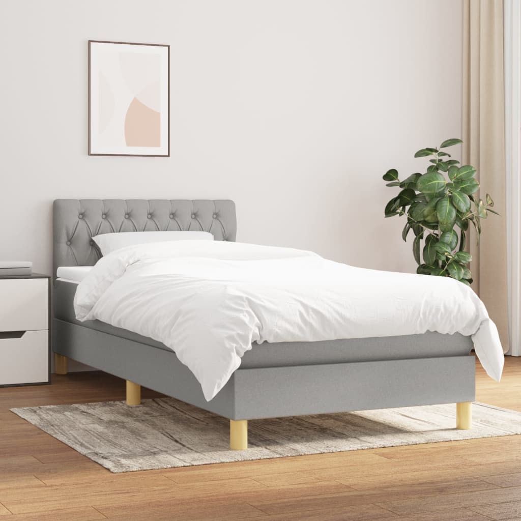 vidaXL Posteľný rám boxsping s matracom bledosivý 80x200 cm látka
