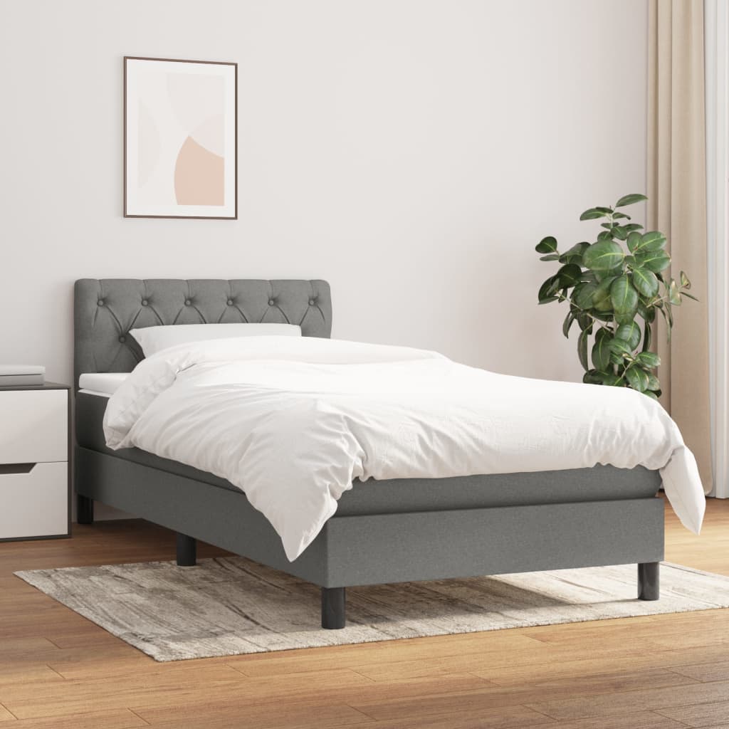vidaXL Posteľný rám boxsping s matracom tmavosivý 80x200 cm látka