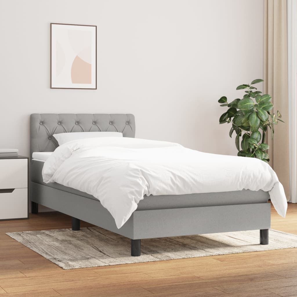 vidaXL Posteľný rám boxsping s matracom bledosivý 80x200 cm látka