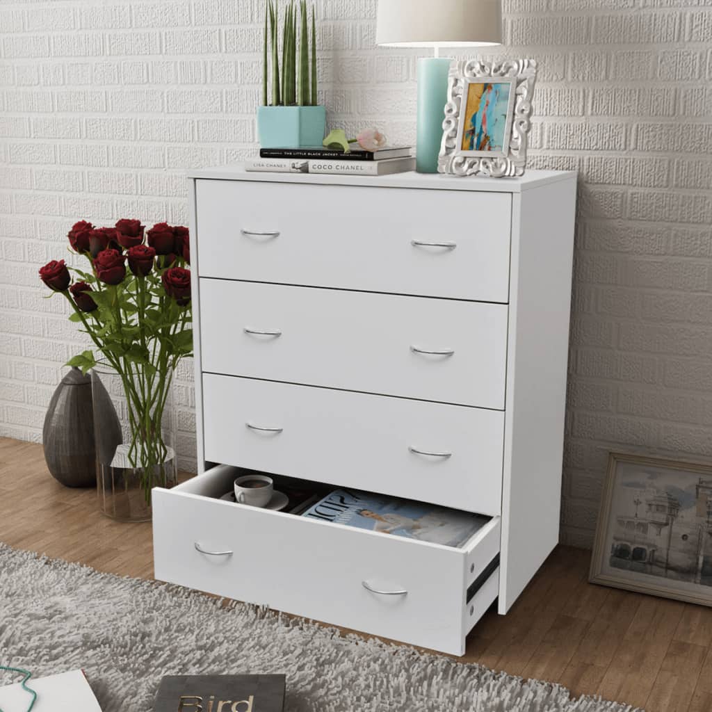 vidaXL Skrinka so 4 zásuvkami 60x30,5x71 cm, biela