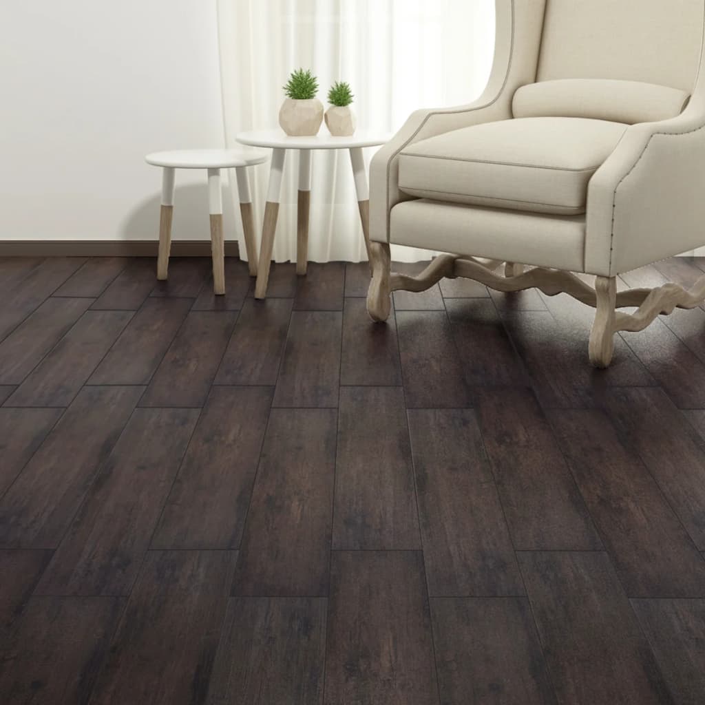 vidaXL Samolepiace podlahové dosky z PVC 5,21 m² 2 mm tmavohnedé