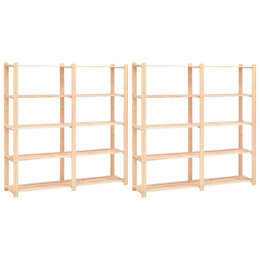 vidaXL Regály s 5 policami 2 ks 170x38x170 cm borovicový masív 500 kg