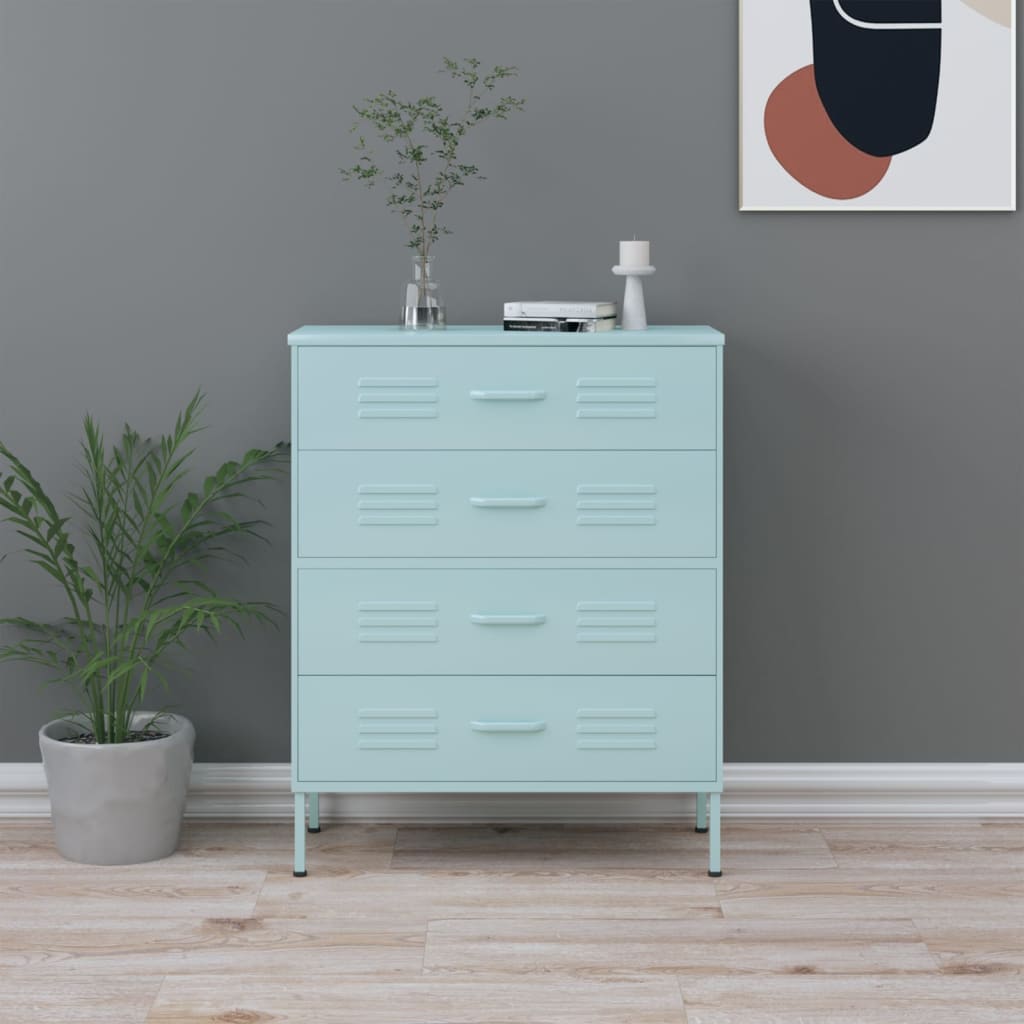 vidaXL Zásuvková skrinka mätovo zelená 80x35x101,5 cm oceľ