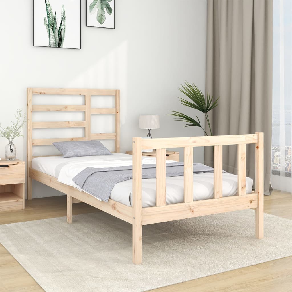 vidaXL Posteľný rám masívne drevo 75x190 cm 2FT6 malé jednolôžko