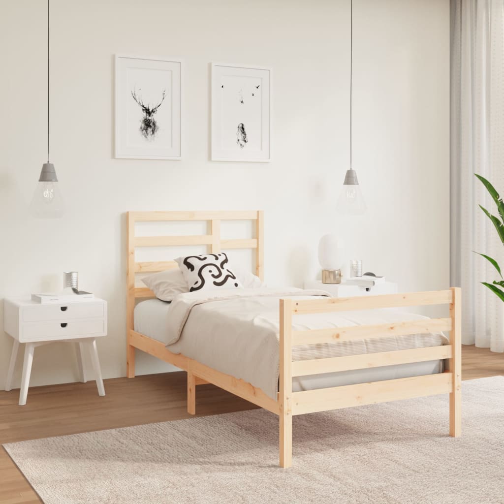 vidaXL Posteľný rám masívne drevo 75x190 cm 2FT6 malé jednolôžko