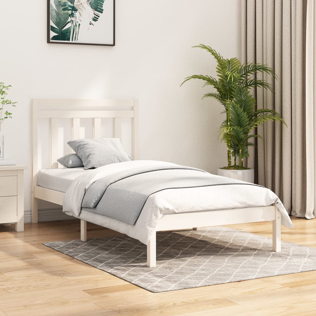 vidaXL Posteľný rám biely masívne drevo 100x200 cm
